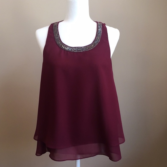 Angie Tops - NWT Wine Sheath Tank Top